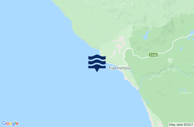 Mappa delle Getijden in Trial Harbour, Australia