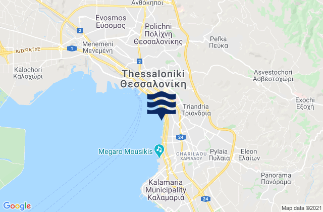 Mappa delle Getijden in Triandría, Greece