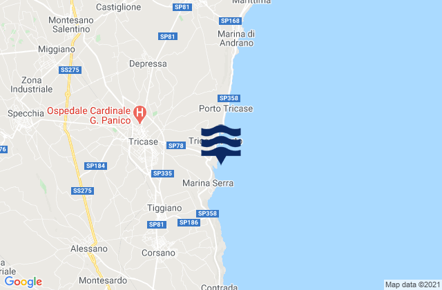 Mappa delle Getijden in Tricase, Italy