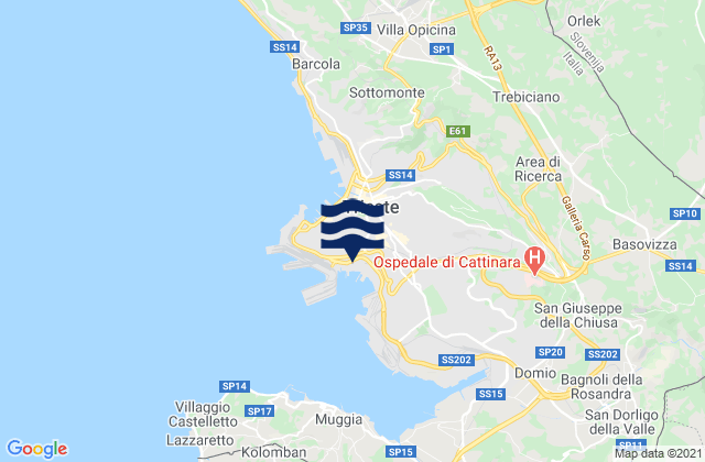 Mappa delle Getijden in Trieste, Italy