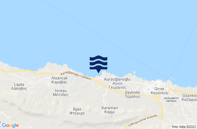Mappa delle Getijden in Trimíthi, Cyprus