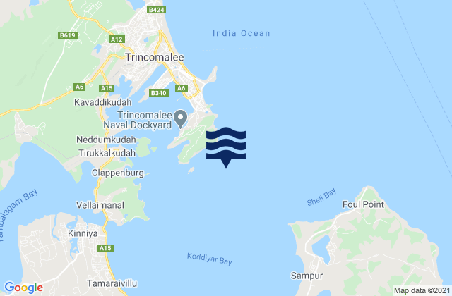 Mappa delle Getijden in Trincomalee Harbour, Sri Lanka