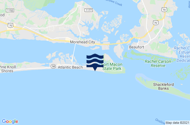 Mappa delle Getijden in Triple Ess Marina (Bogue Sd.), United States
