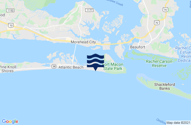 Mappa delle Getijden in Triple S Marina Bogue Sd, United States