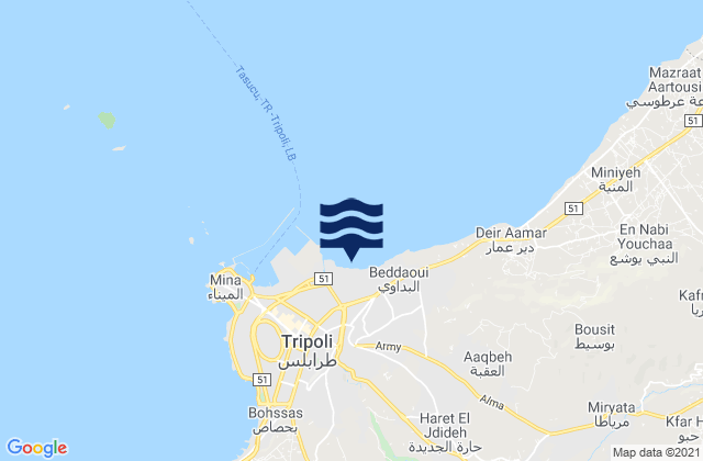 Mappa delle Getijden in Tripoli, Lebanon