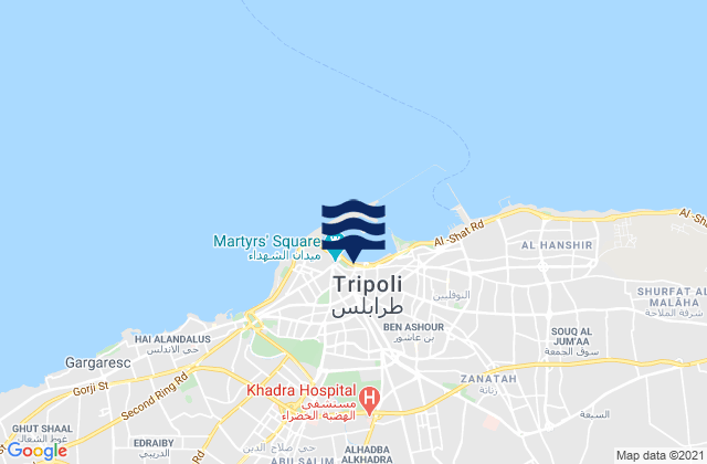 Mappa delle Getijden in Tripoli, Libya
