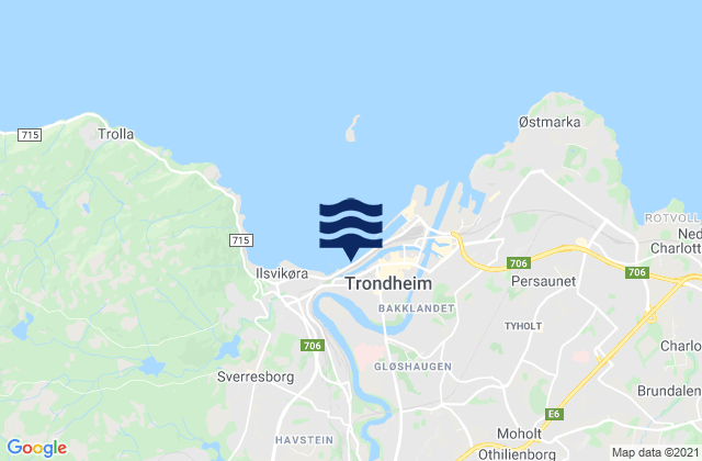 Mappa delle Getijden in Trondheim Havn, Norway