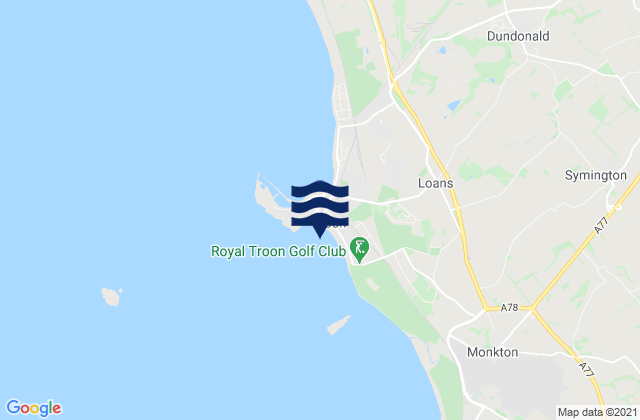 Mappa delle Getijden in Troon Beach, United Kingdom