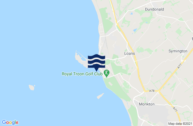 Mappa delle Getijden in Troon South Sands Beach, United Kingdom