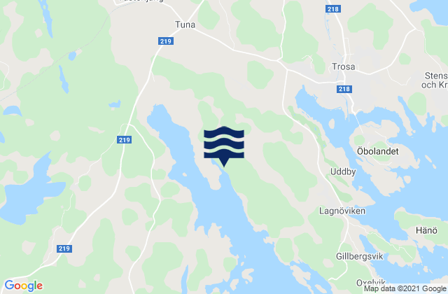 Mappa delle Getijden in Trosa Kommun, Sweden