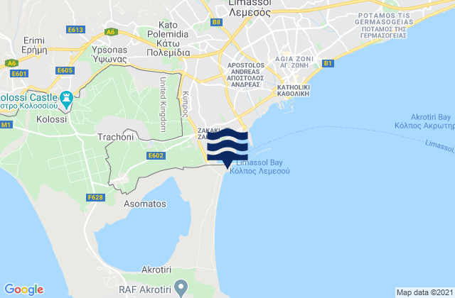Mappa delle Getijden in Tserkézoi, Cyprus