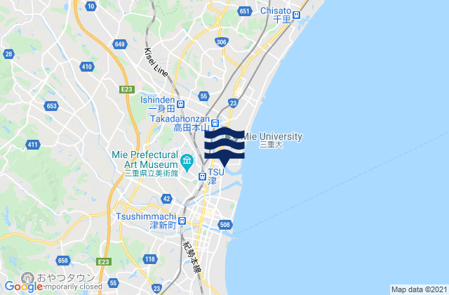 Mappa delle Getijden in Tsu, Japan