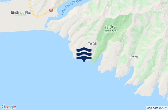 Mappa delle Getijden in Tumbledown Bay, New Zealand
