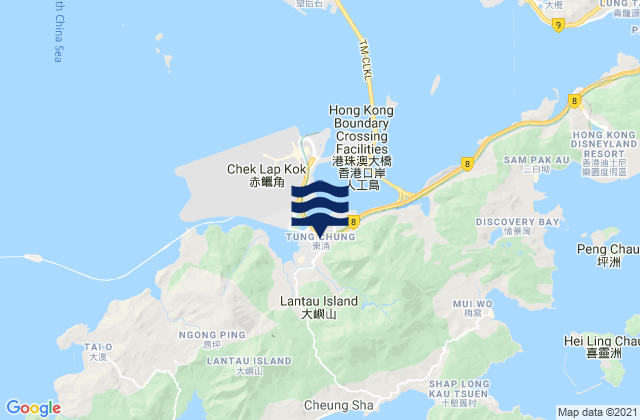 Mappa delle Getijden in Tung Chung, Hong Kong