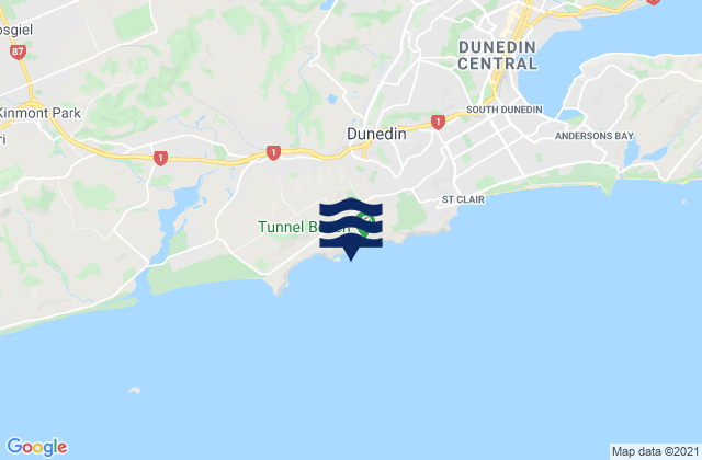 Mappa delle Getijden in Tunnel Beach, New Zealand