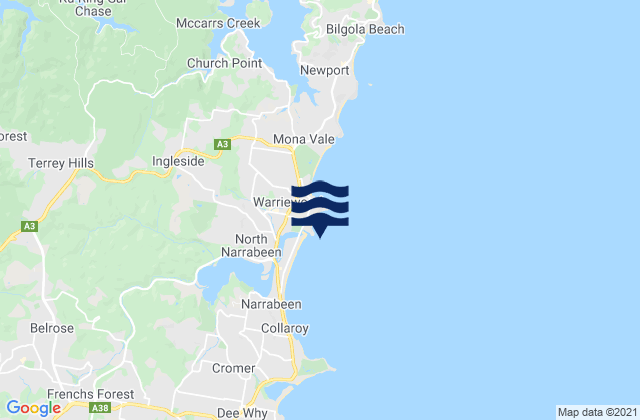 Mappa delle Getijden in Turimetta Beach, Australia