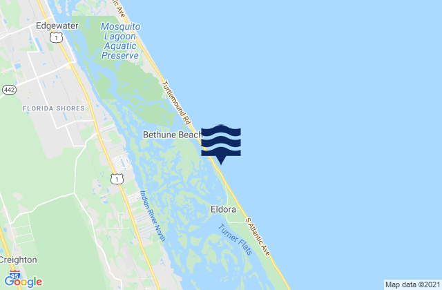 Mappa delle Getijden in Turtle Mound Mosquito Lagoon, United States