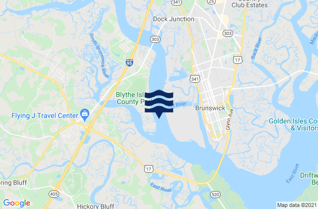 Mappa delle Getijden in Turtle River off Andrews Island, United States