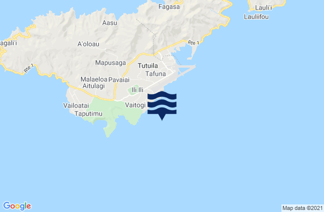 Mappa delle Getijden in Tuālāuta County, American Samoa