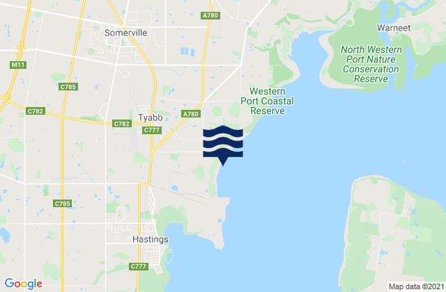 Mappa delle Getijden in Tyabb, Australia