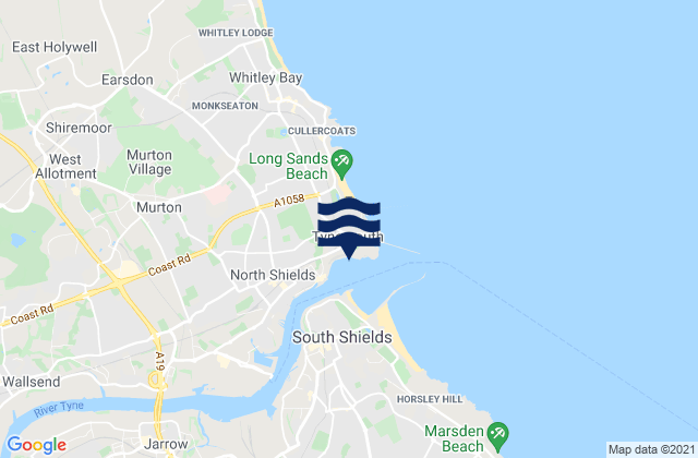 Mappa delle Getijden in Tynemouth - Longsands, United Kingdom