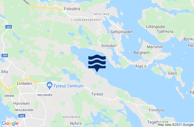 Mappa delle Getijden in Tyresö Kommun, Sweden