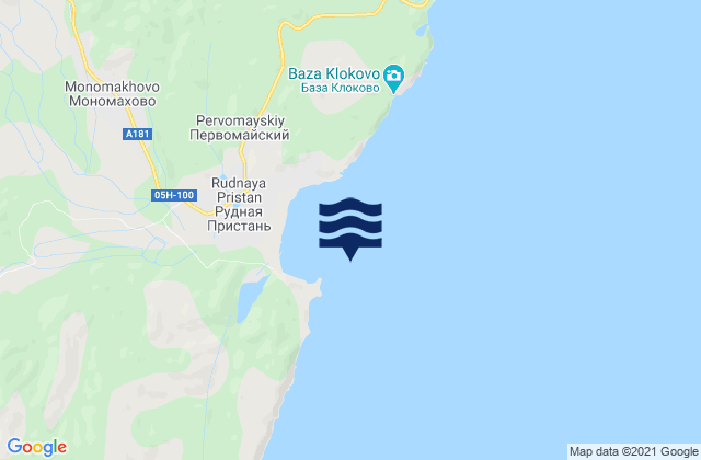 Mappa delle Getijden in Tyutikha Bay, Russia