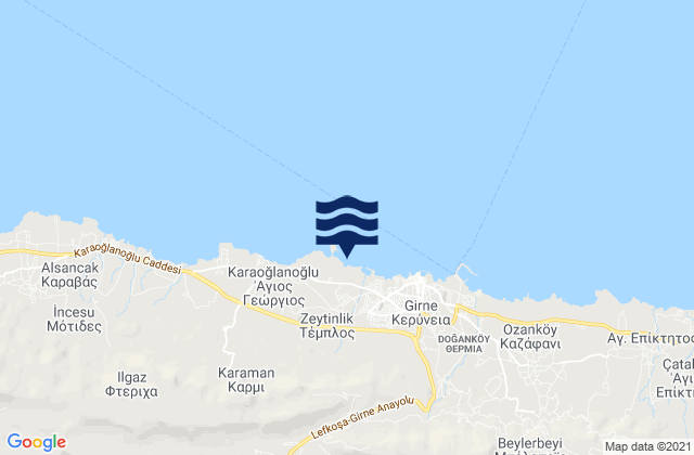 Mappa delle Getijden in Témplos, Cyprus