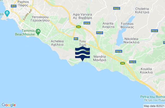 Mappa delle Getijden in Tími, Cyprus