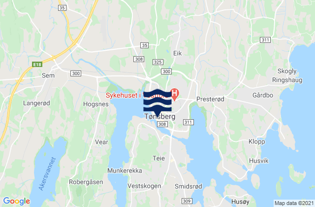 Mappa delle Getijden in Tønsberg, Norway