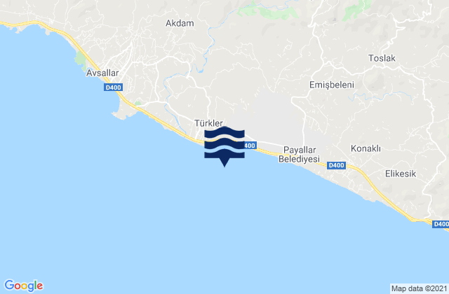 Mappa delle Getijden in Türkler, Turkey