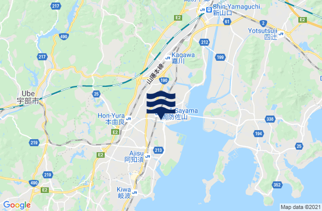 Mappa delle Getijden in Ube Shi, Japan