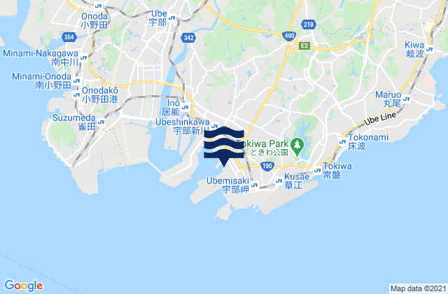 Mappa delle Getijden in Ube, Japan