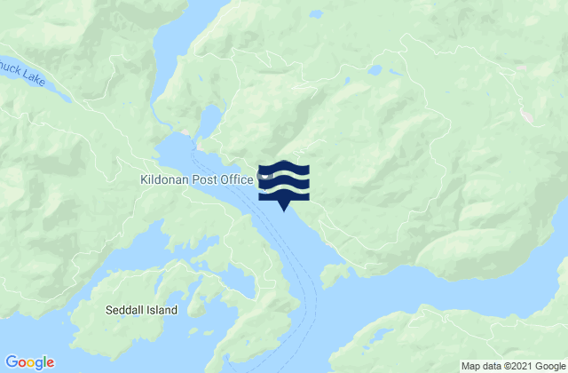 Mappa delle Getijden in Uchucklesit Inlet, Canada