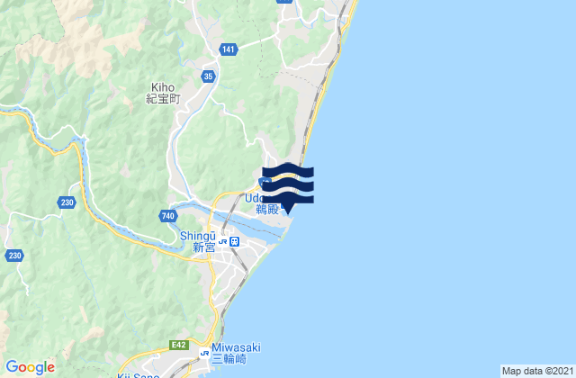 Mappa delle Getijden in Udono, Japan