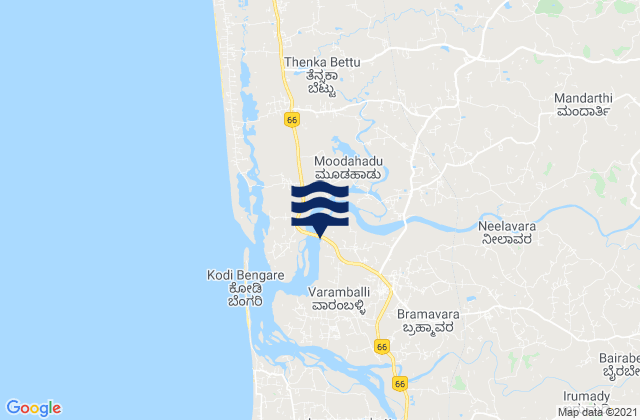 Mappa delle Getijden in Udupi, India