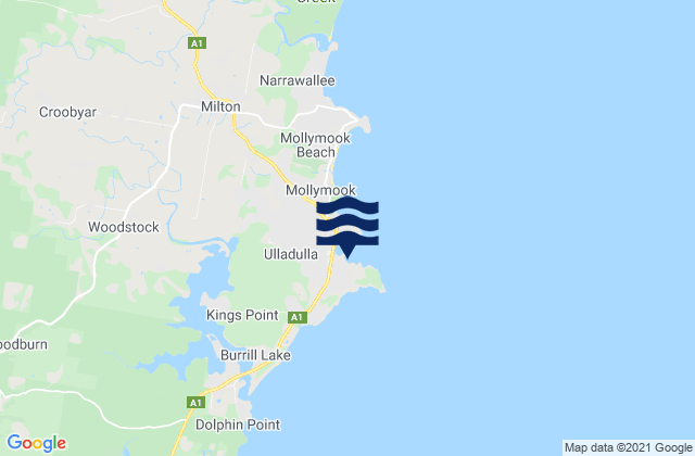 Mappa delle Getijden in Ulladulla, Australia