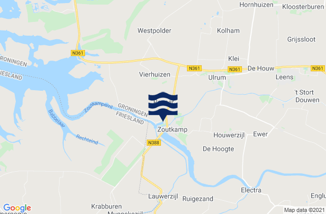 Mappa delle Getijden in Ulrum, Netherlands