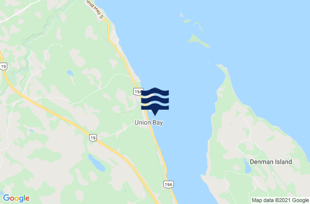 Mappa delle Getijden in Union Bay, Canada