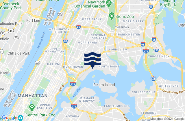 Mappa delle Getijden in University Heights Bridge, Harlem River, United States