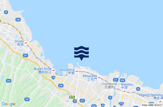 Mappa delle Getijden in Unoshima Ko, Japan