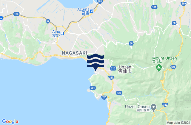 Mappa delle Getijden in Unzen-shi, Japan