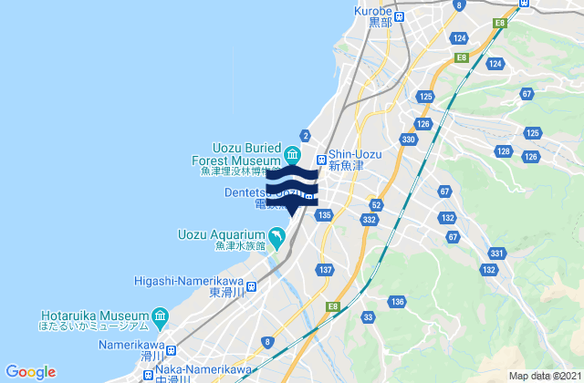 Mappa delle Getijden in Uozu Shi, Japan