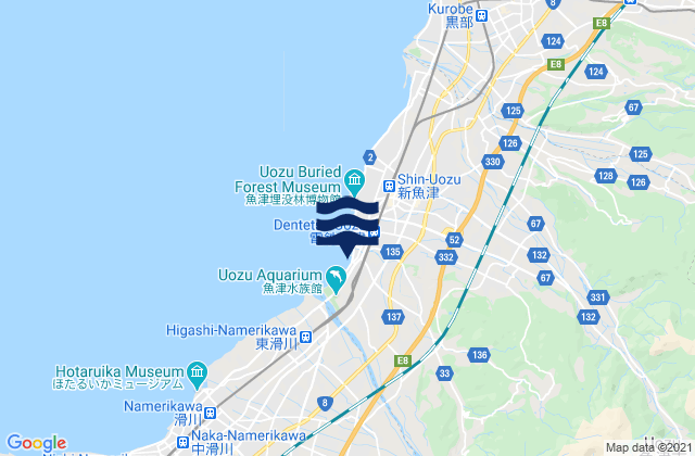 Mappa delle Getijden in Uozu, Japan
