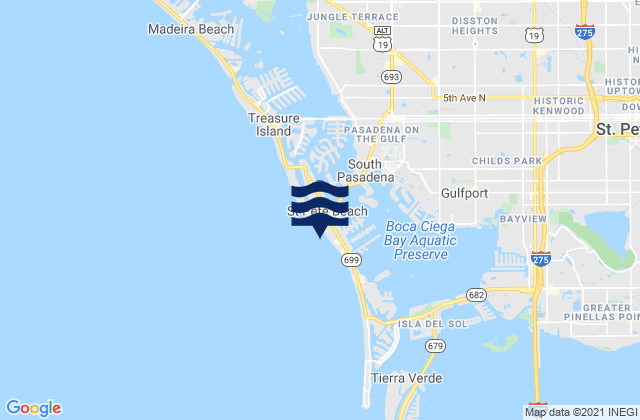 Mappa delle Getijden in Upham Beach, United States