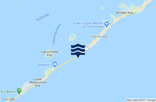 Mappa delle Getijden in Upper Matecumbe Key West End Hawk Channel, United States