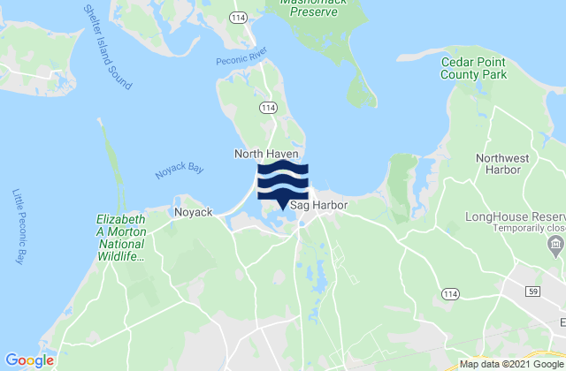Mappa delle Getijden in Upper Sag Harbor Cove, United States
