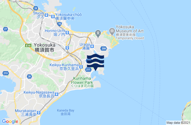 Mappa delle Getijden in Uraga Ko, Japan