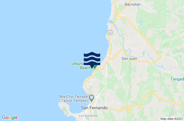 Mappa delle Getijden in Urbiztondo Beach, Philippines
