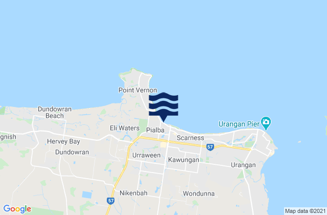 Mappa delle Getijden in Urraween, Australia